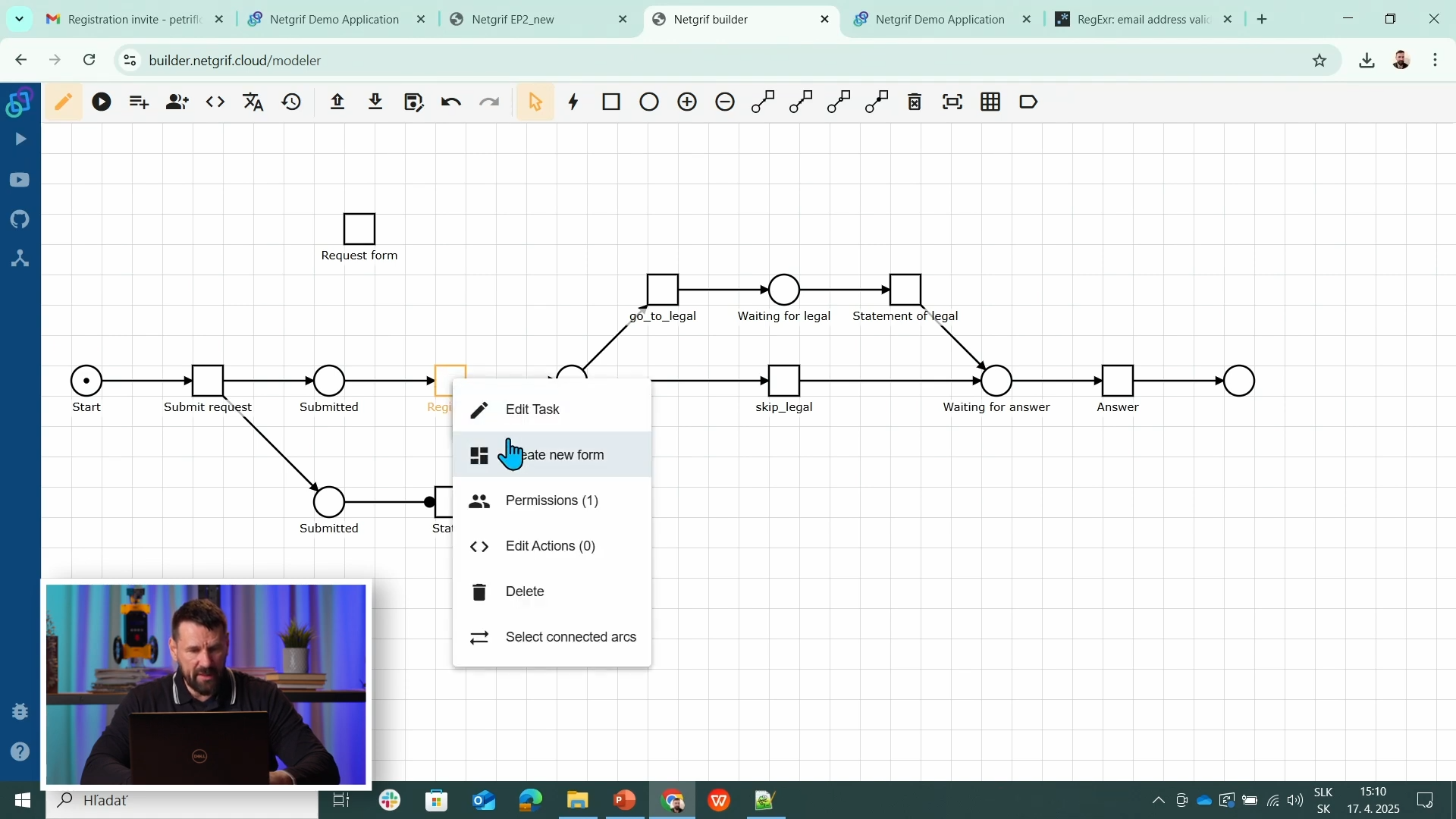 Creating a new form for workflow task